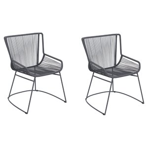 Seasonal Living Archipelago 17.5&quot Metal Dining Arm Chairs in Dark Gray (Set/2)
