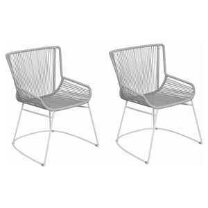 Seasonal Living Archipelago 17&quot Metal Dining Arm Chairs in Light Gray (Set of 2)