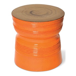 Seasonal Living Ceramic Ancaris Ring Accent Table in Glossy Gold/Tuscan Orange