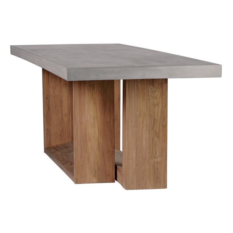 Seasonal Living Perpetual Lucca Teak Wood/Concrete Dining Table in Slate Gray