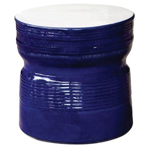 Seasonal Living Ceramic Ancaris Ring Accent Table in Snow White/Navy Blue