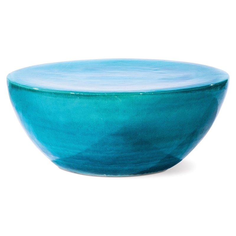 Seasonal Living Ceramic Bowness Modern Coffee Table in Aquamarine Blue