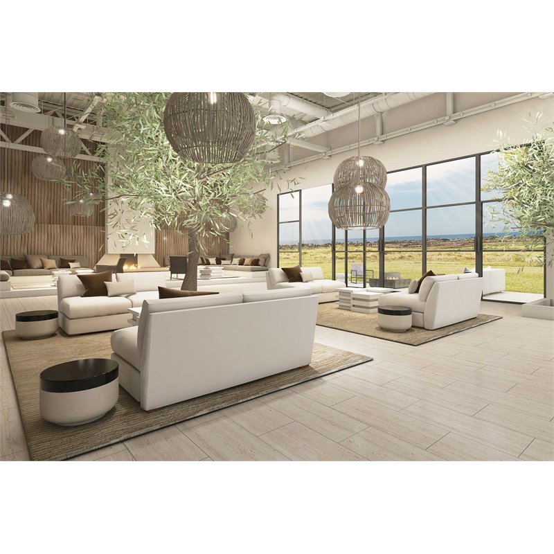 Seasonal Living Provenance Signature Ceramic Grazed End Table in Cream/Black