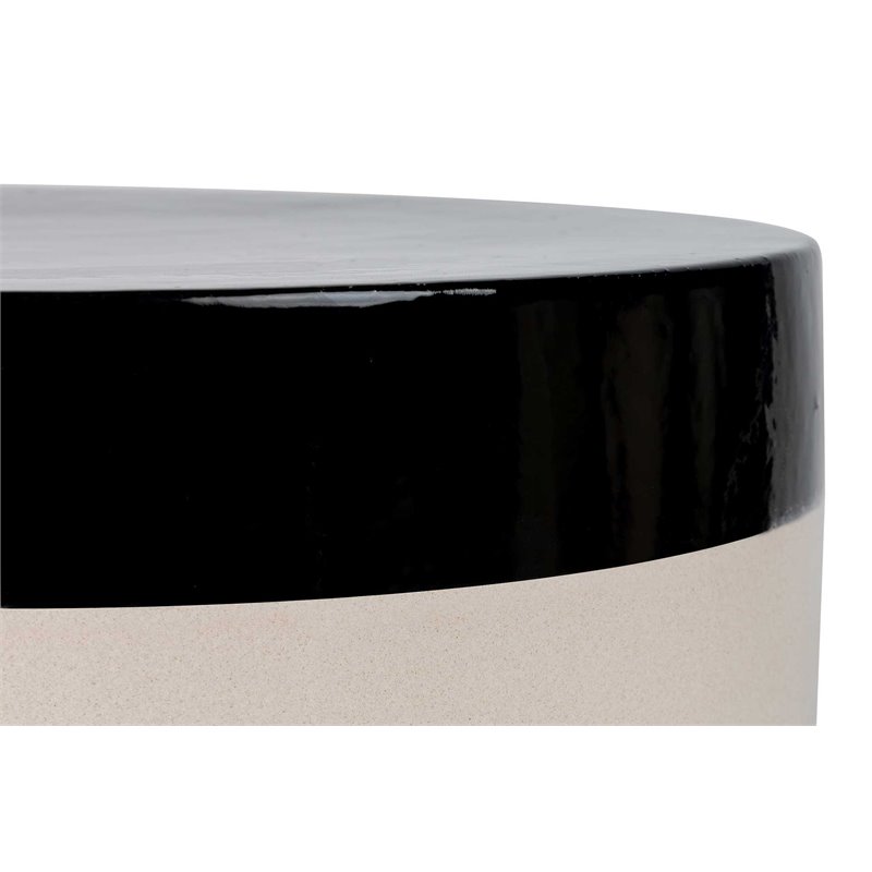 Seasonal Living Provenance Signature Ceramic Grazed End Table in Cream/Black