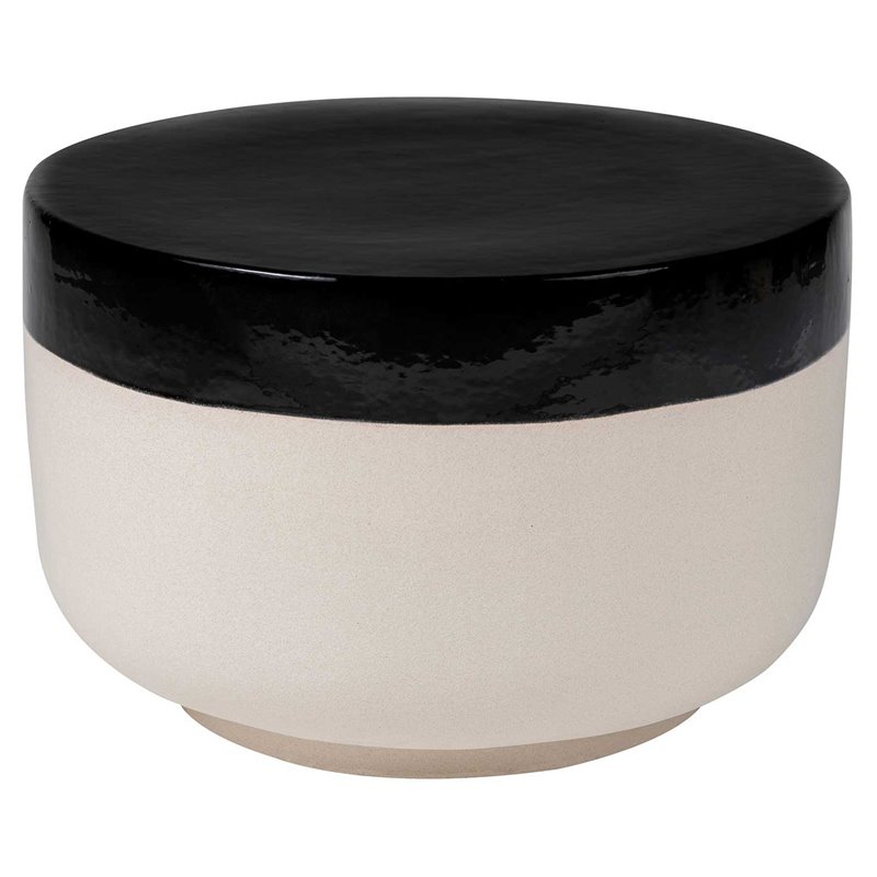 Seasonal Living Provenance Signature Ceramic Grazed End Table in Cream/Black