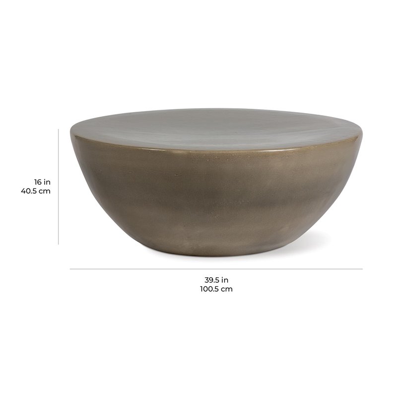 Seasonal Living Ceramic Bowness Modern Coffee Table in Taupe Brown