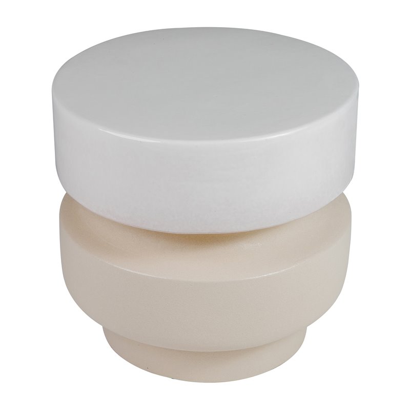 Seasonal Living Provenance Signature Ceramic Stool/Accent Table in Cream/White