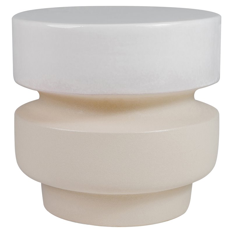 Seasonal Living Provenance Signature Ceramic Stool/Accent Table in Cream/White