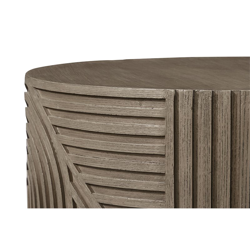 Seasonal Living Provenance Signature FRP Wood Round Drum Table in Energy Brown