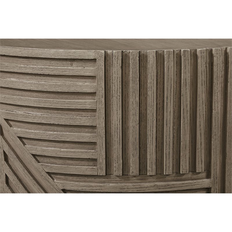 Seasonal Living Provenance Signature FRP Wood Round Drum Table in Energy Brown