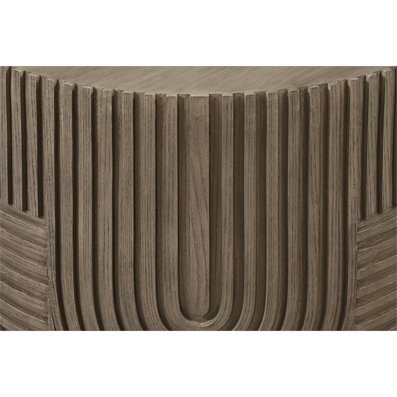 Seasonal Living Provenance Signature FRP Wood Round Drum Table in Energy Brown