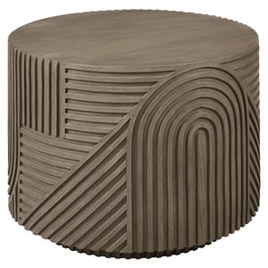 Seasonal Living Provenance Signature FRP Wood Round Drum Table in Energy Brown