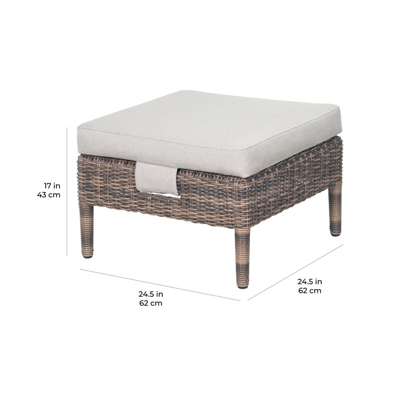 Seasonal Living Provenance Signature Wicker Leeward Aluminum Ottoman in Brown