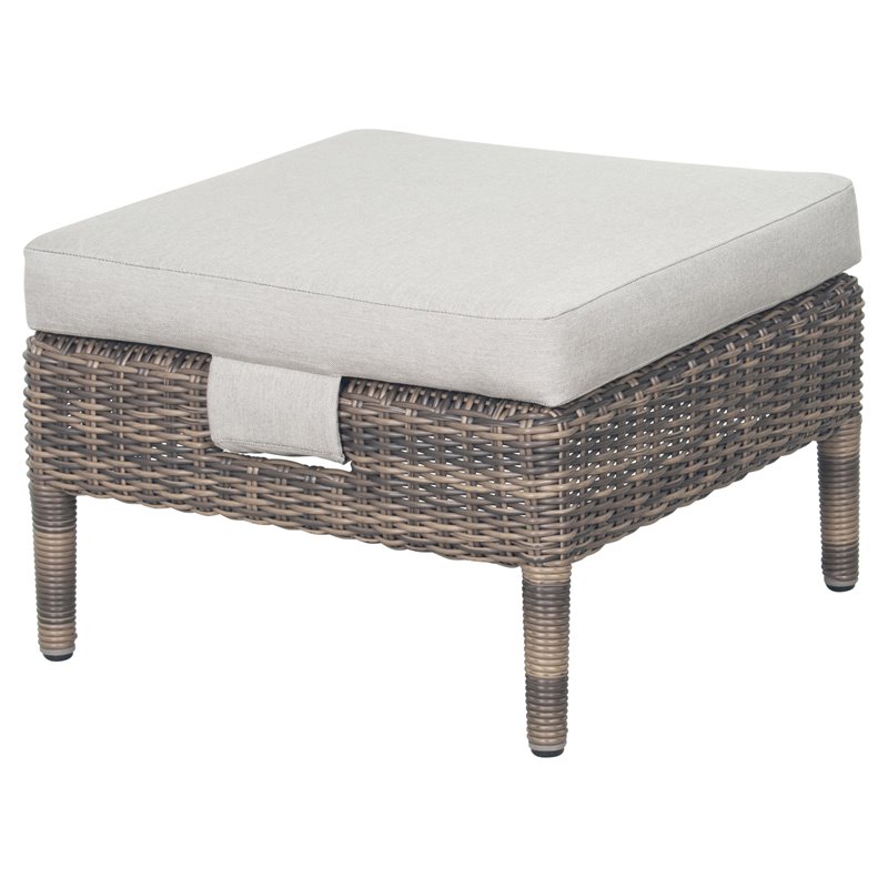 Seasonal Living Provenance Signature Wicker Leeward Aluminum Ottoman in Brown