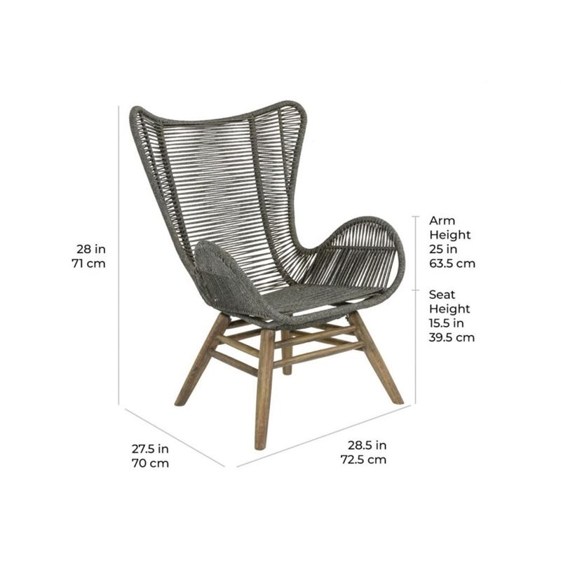 Seasonal Living Explorer Oceans 2-piece Wood Chair and Ottoman in Mixed Gray