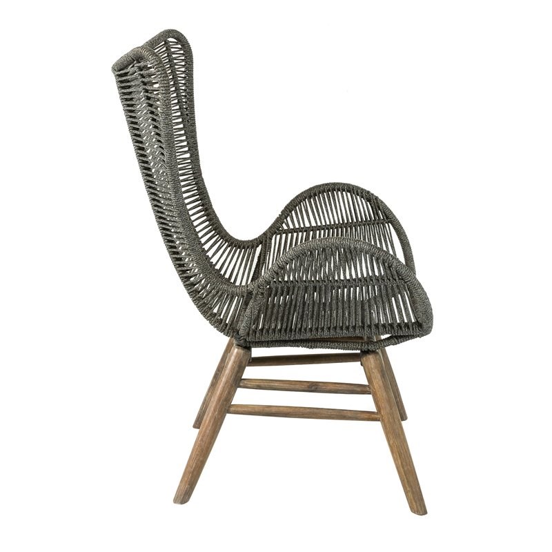 Seasonal Living Explorer Oceans 2-piece Wood Chair and Ottoman in Mixed Gray