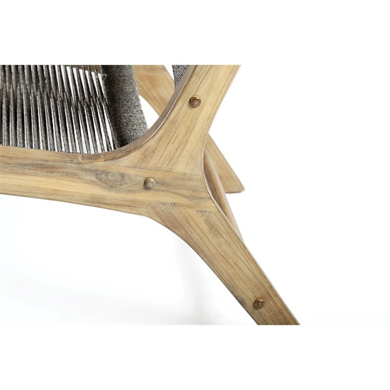 Seasonal Living Explorer Oceans Wood Lounge Chair in Mixed Gray Rope