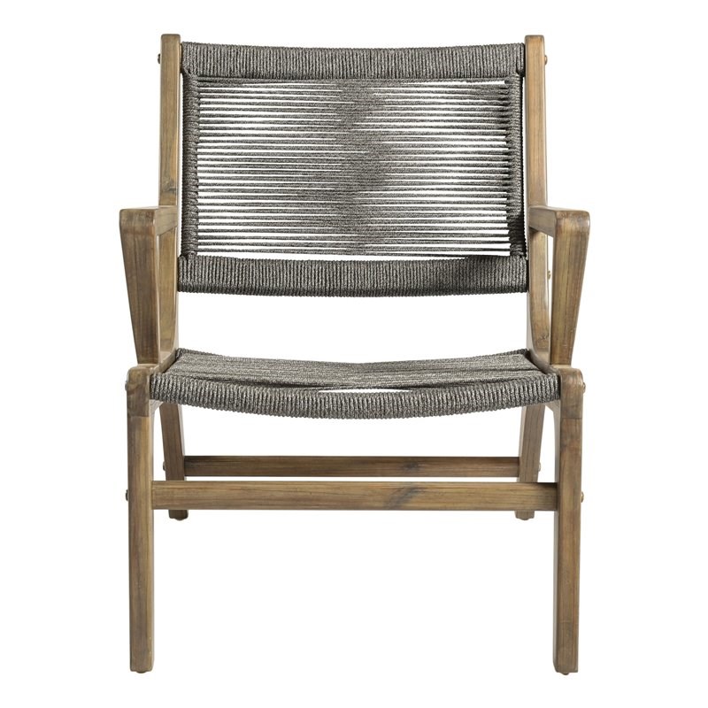 Seasonal Living Explorer Oceans Wood Lounge Chair in Mixed Gray Rope