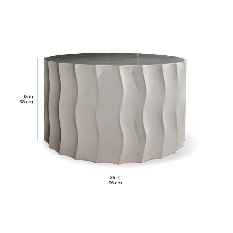 Seasonal Living Perpetual Concrete Wide Wave Accent Table in Slate Gray