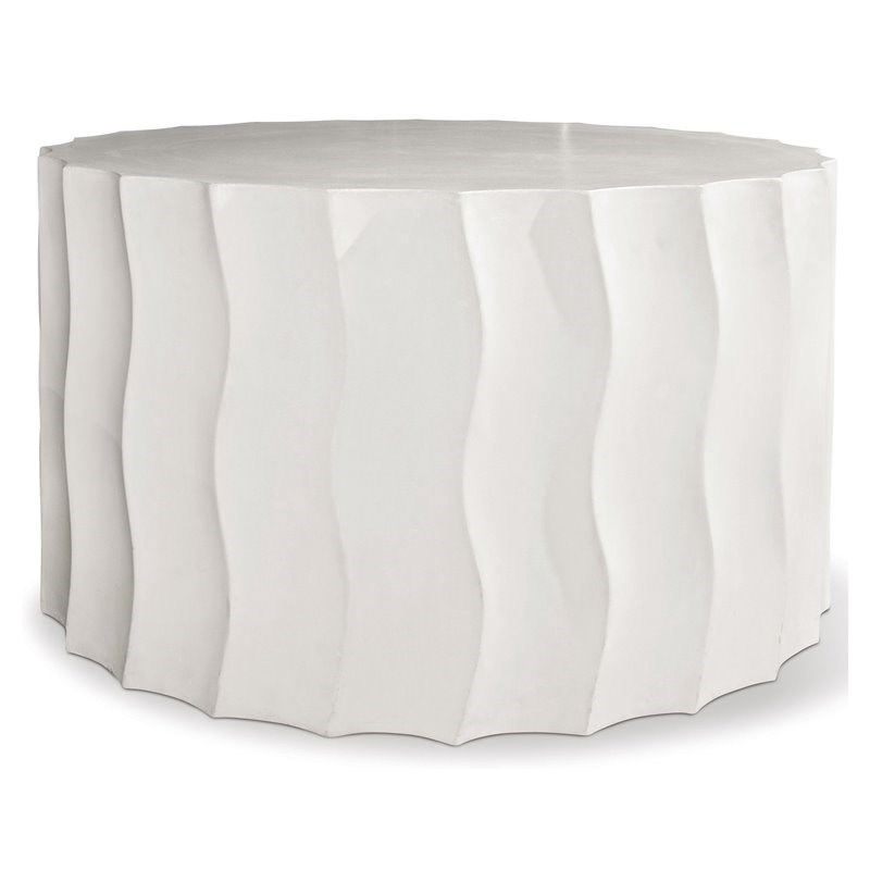 Seasonal Living Perpetual Concrete Wide Wave Accent Table in Ebony White