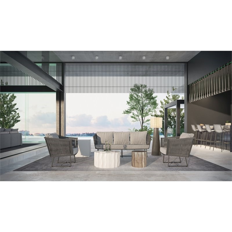 Seasonal Living Perpetual Concrete Wide Wave Accent Table in Ebony White