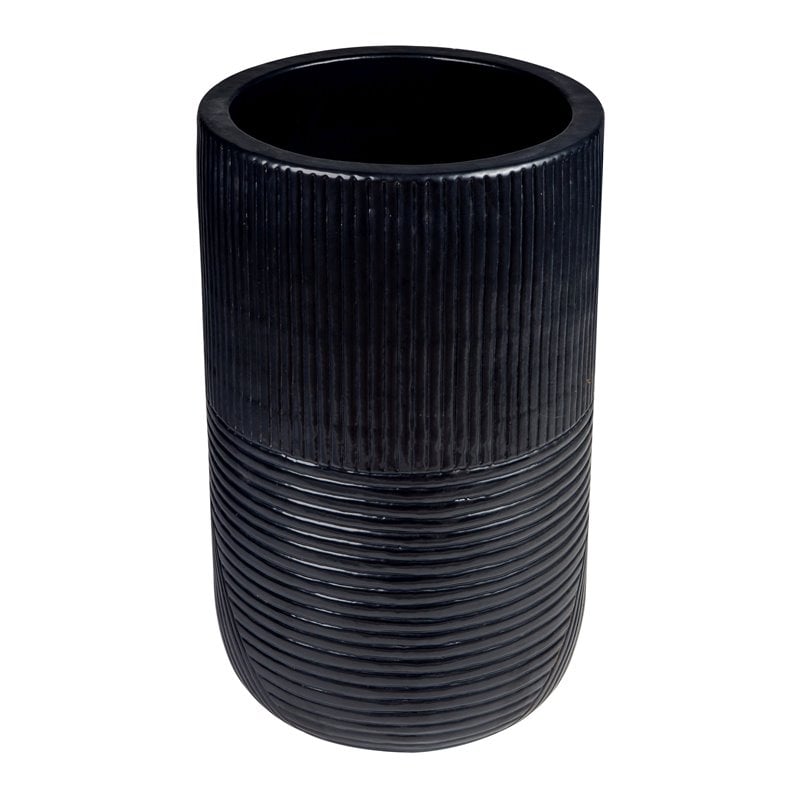 Seasonal Living Provenance Signature Ceramic 2-piece Textured Planters in Black