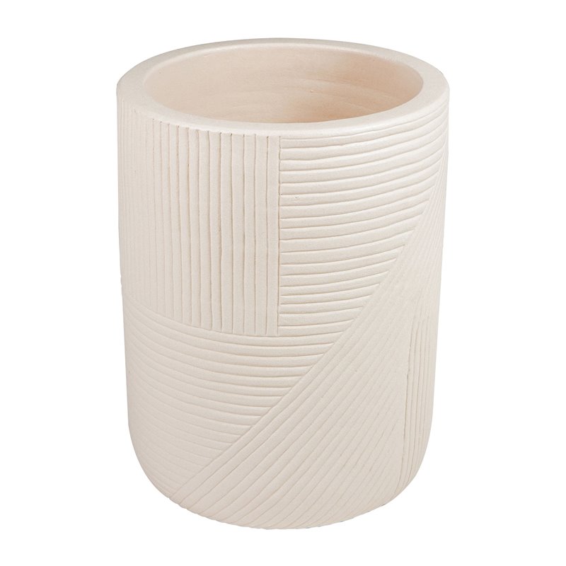 Seasonal Living Provenance Signature Ceramic 2-piece Textured Planters in Cream