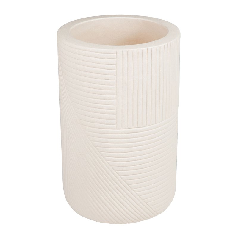 Seasonal Living Provenance Signature Ceramic 2-piece Textured Planters in Cream