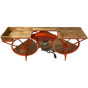 MGM Marketing Vintage Flying Merkel Bar Cart - Orange Metal and Mango Wood
