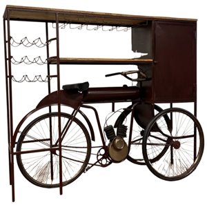 MGM Marketing Vintage Tricycle Delivery Bar - Maroon Brown Metal Wine Bar