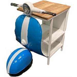 MGM Marketing Rustic Mini Scooter Cabinet - Blue Metal and Mango Wood