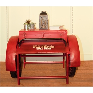 mgm marketing unique wheeled rustic metal red delivery box table