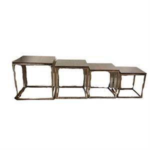 MGM Marketing Metal/ Mango Wood Nesting Table Set of 4 in Silver