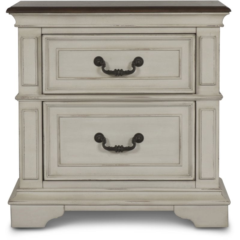 New Classic Furniture Anastasia Solid Wood Frame Nightstand in Antique White