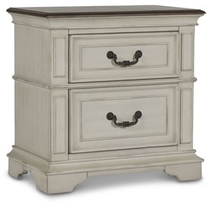 new classic furniture anastasia solid wood frame nightstand in antique white