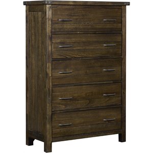 new classic furniture galleon solid wood 5-drawer bedroom chest in walnut