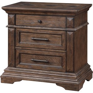 New Classic Furniture Mar Vista Solid Wood 3-Drawer Nightstand in Walnut Brown