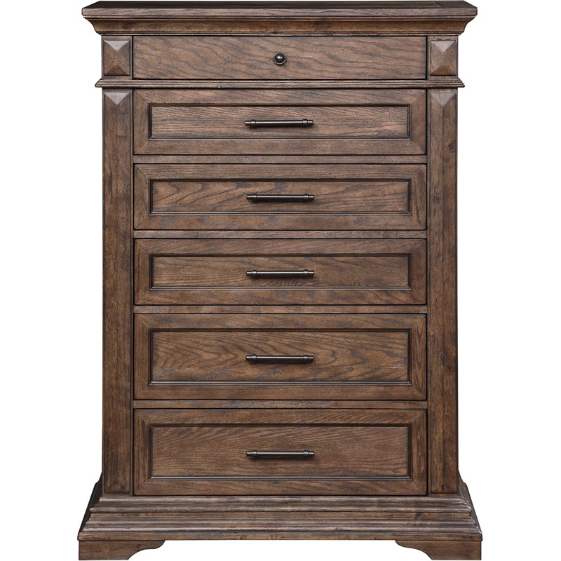 New Classic Furniture Mar Vista Solid Wood 6-Drawer Chest in Brushed Walnut