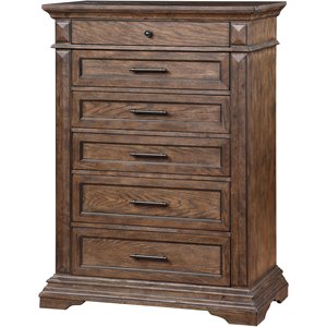 new classic furniture mar vista solid wood 6-drawer chest in brushed walnut