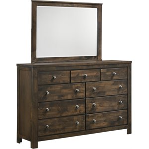 new classic furniture blue ridge solid wood 9-drawer dresser in rustic gray