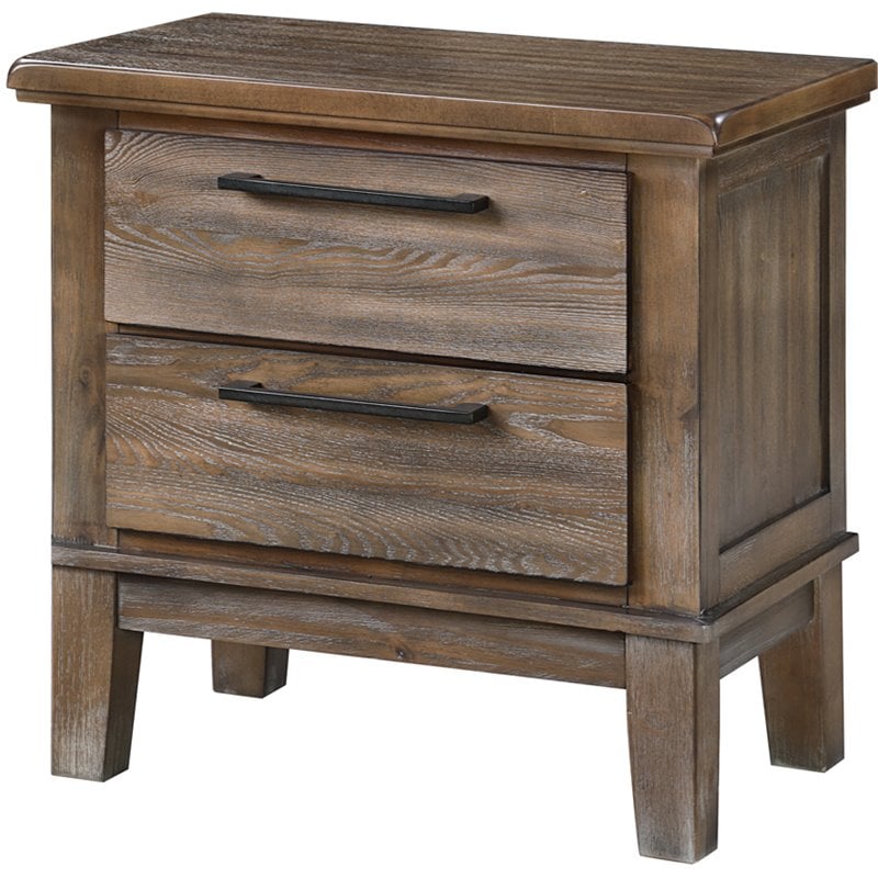 New Classic Furniture Cagney Solid Wood 2-Drawer Nightstand in Vintage Brown