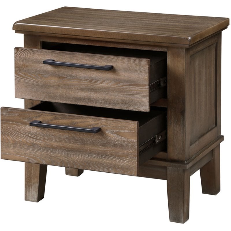 New Classic Furniture Cagney Solid Wood 2-Drawer Nightstand in Vintage Brown