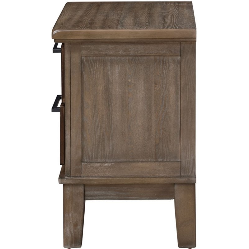 New Classic Furniture Cagney Solid Wood 2-Drawer Nightstand in Vintage Brown