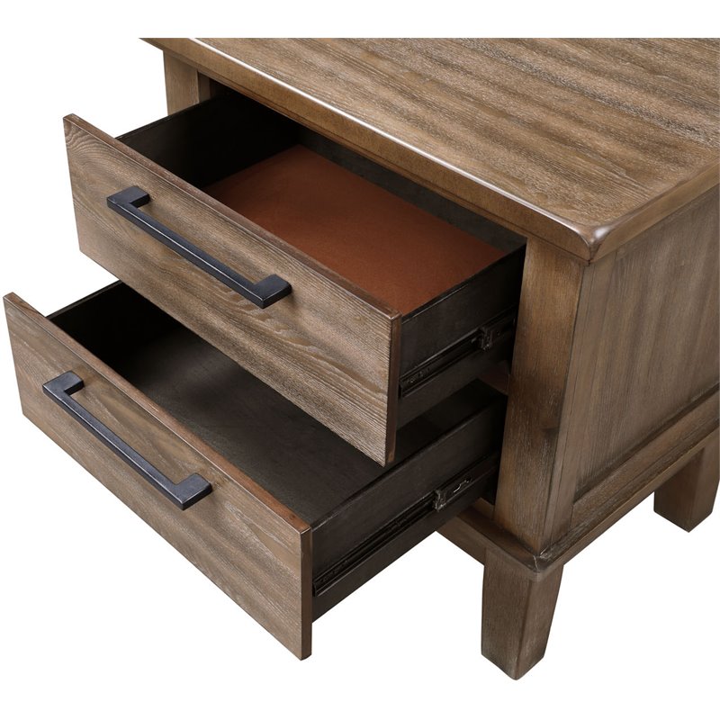 New Classic Furniture Cagney Solid Wood 2-Drawer Nightstand in Vintage Brown