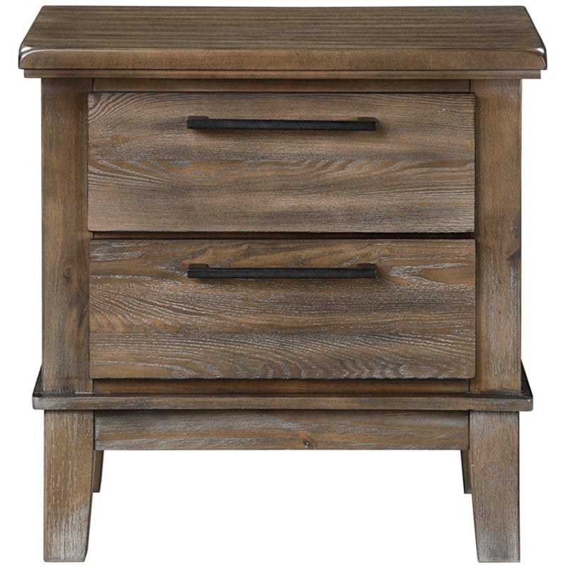 New Classic Furniture Cagney Solid Wood 2-Drawer Nightstand in Vintage Brown