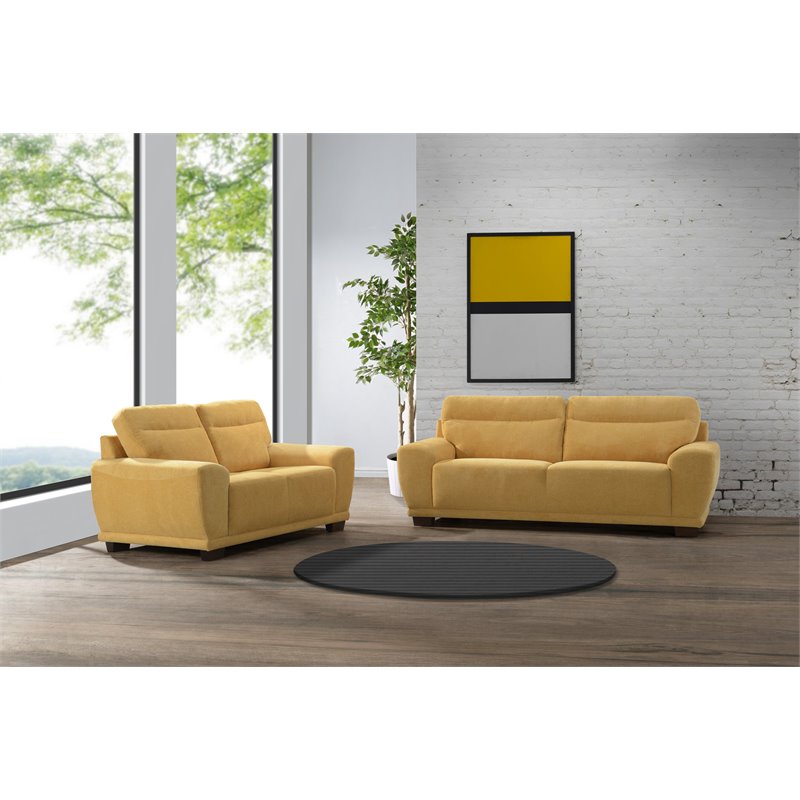 New Classic Furniture Bolero Polyester Fabric Upholstered Sofa in Yellow Sun