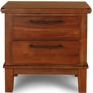 new classic furniture cagney solid wood 2-drawer nightstand in chestnut brown