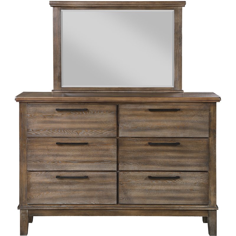 New Classic Furniture Cagney Solid Wood 6-Drawer Dresser in Vintage Brown