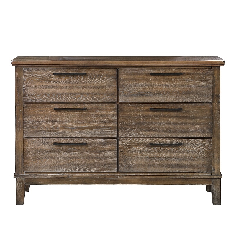 New Classic Furniture Cagney Solid Wood 6-Drawer Dresser in Vintage Brown