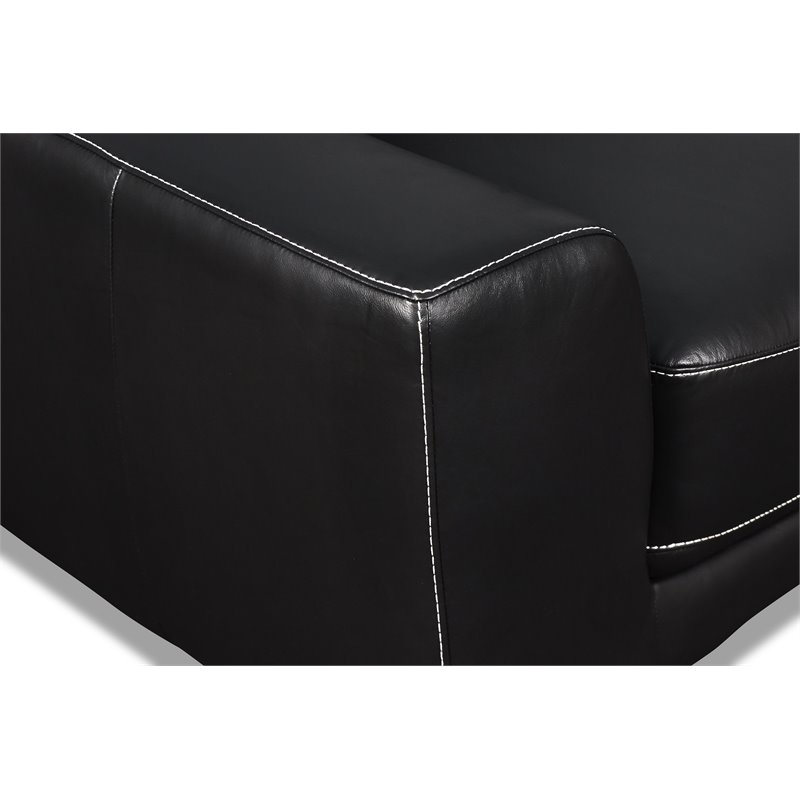 New Classic Furniture Carrara Italian Leather Upholstered Sofa in Black ...